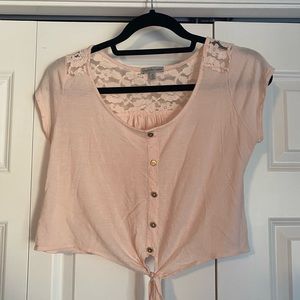 Charlotte Russe pink lace crop top